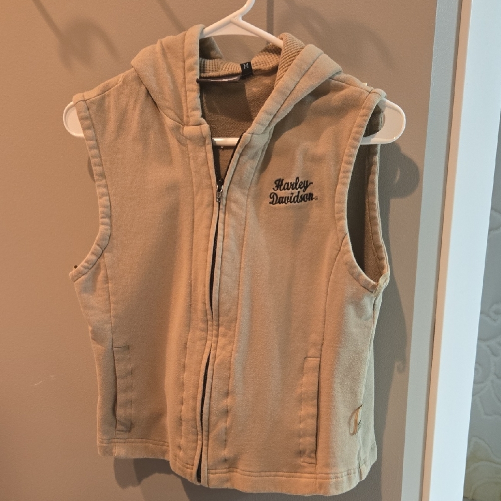 Harley-Davidson Tan Casual Vest with Hood
